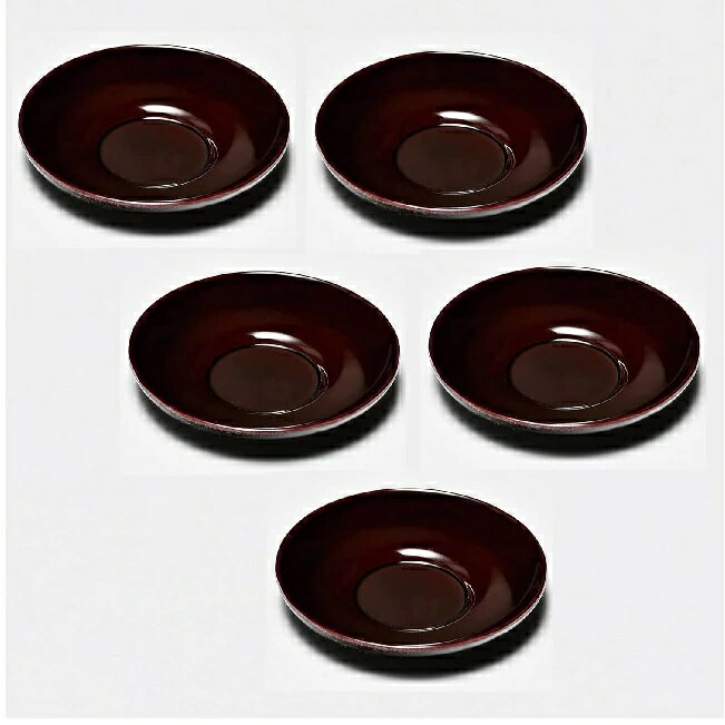 会津漆器・会津塗 溜 4.0 上だるま茶托（5枚組）