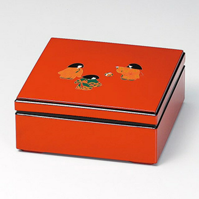 会津漆器　朱 6.5 校倉 一段重 仲良し