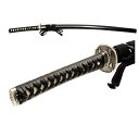 模造刀剣 九字兼定DX 梵字拵 全長 106cm 刃渡 74cm 柄長 26cm◆柄: 黒染本牛表皮諸捻巻柄 ◆刀身:超硬質軽量合金樋入刀身 ◆頭金具:不動明王梵字 深彫頭金具(銀古美仕上) ◆刃紋:九字兼定写 ◆鍔:七仏梵字 高彫鍔(銀古美仕上)(3)