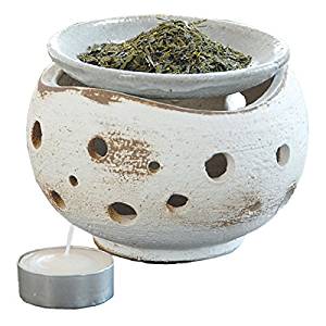 信楽焼　茶香炉　白ボーロ　サイズ:奥行11.5×幅11.5×高さ8.5cm