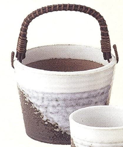萬古焼 アイスペール つる付 白釉流し Φ12.5cm＜父の日　家飲み　オンライン飲み会　ステイホーム＞