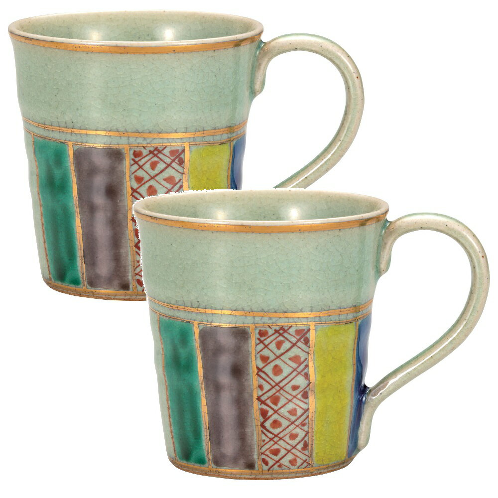 日本の伝統工芸品【九谷焼】マグカップ 紙風船（2客組）