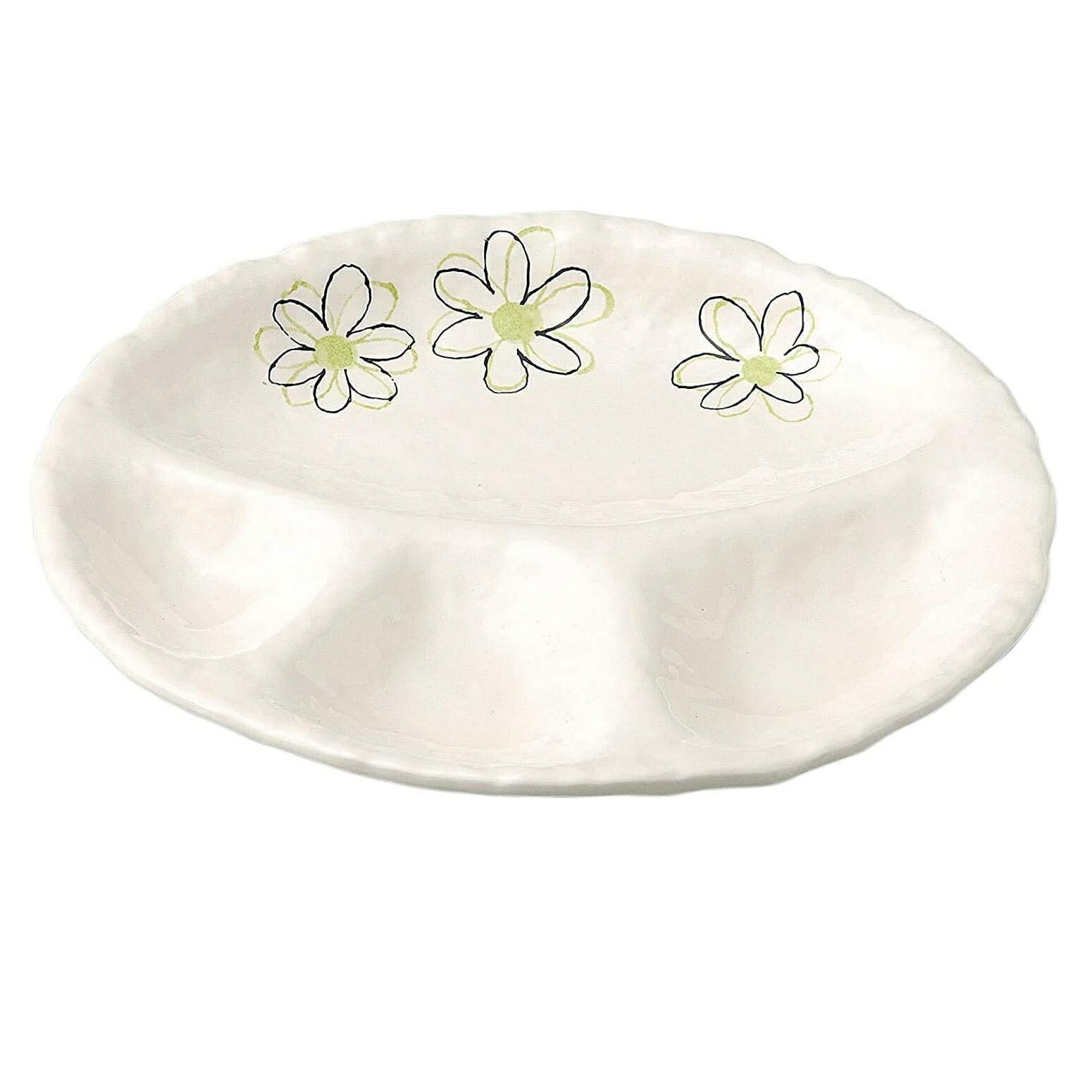 萬古焼 仕切プレート 花夢 緑 オーブン・レンジ対応