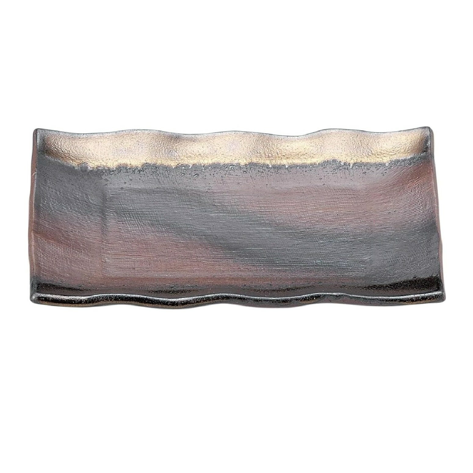 萬古焼 備前金彩 焼物皿 (幅22.5×奥行き15×高さ3cm)