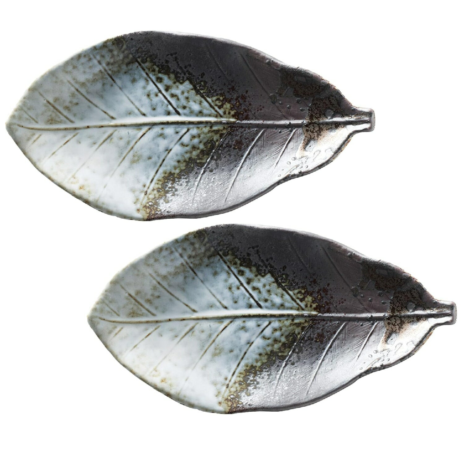 Rakuten - 萬古焼 白彩金彩 朴葉つきだし長皿 (2枚組)幅22×奥行き11.5×高さ2.5cm