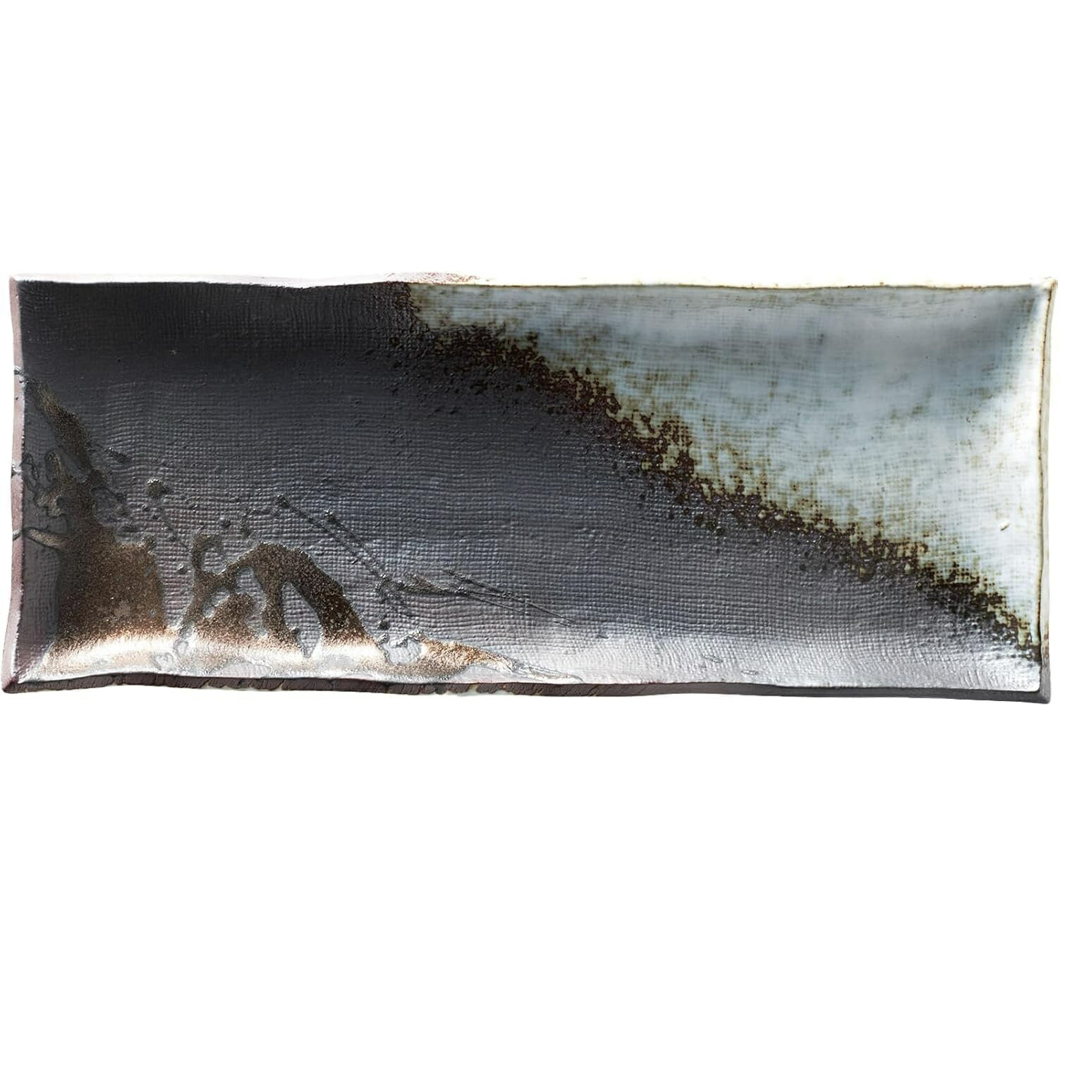 Rakuten - 萬古焼 さんま皿 白彩金彩 (幅28×奥行き11.5×高さ2.5cm)