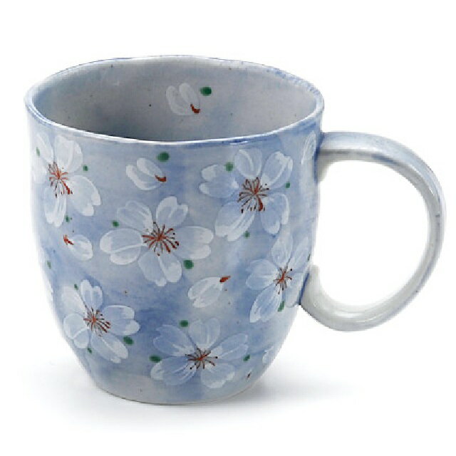 美濃焼 やよい花マグカップ　桜　 ブルー