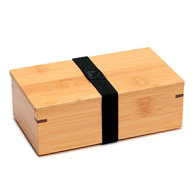 竹苑 弁当箱 スス角長1段弁当箱 ゴムバンド付