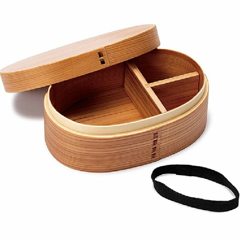 竹苑 弁当箱 杉ワッパ弁当箱（赤身）合口型 ゴムバンド付