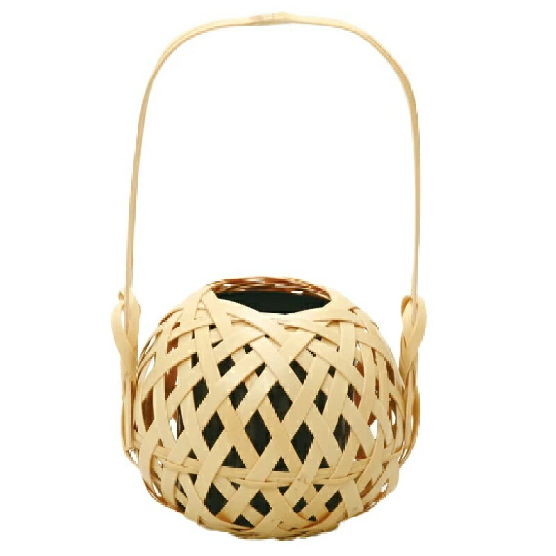 竹苑 花器 手まり（白）小 竹製 花入れ