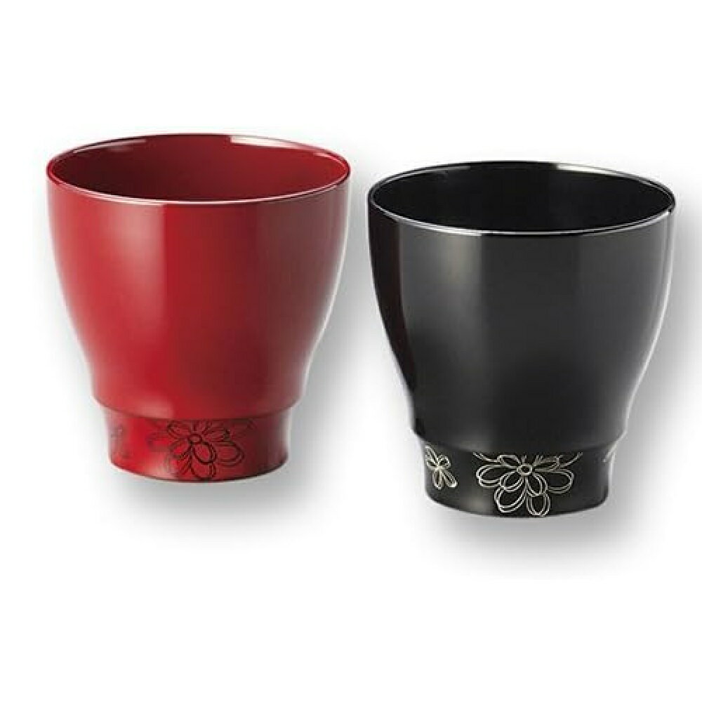 Rakuten - 越前漆器 越前塗り フラワー フリーカップ ペア 朱・黒