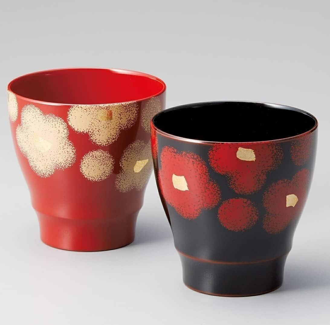 Rakuten - 越前漆器 越前塗り 伝統工芸士・森田正峰作 うるし華 フリーカップペア 溜・朱
