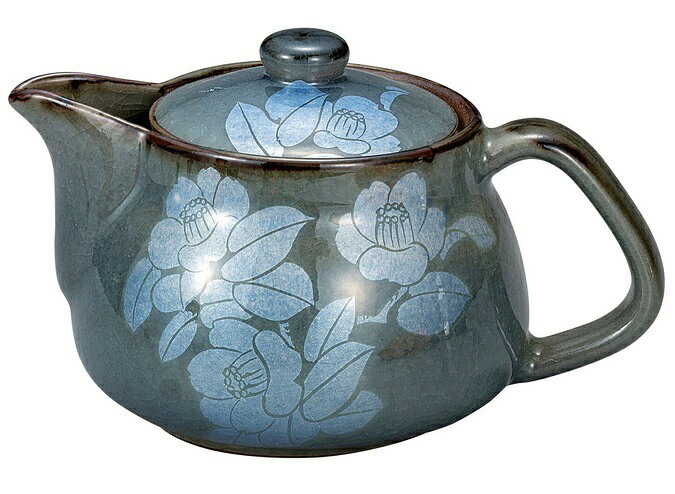 日本の伝統工芸品【九谷焼】ポット急須 銀山茶花 網付