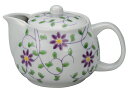 日本の伝統工芸品【九谷焼】ポット急須 花唐草文 網付