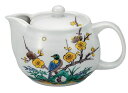 日本の伝統工芸品【九谷焼】ポット急須 古九谷花鳥 網付 本多哲峰