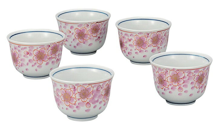 日本の伝統工芸品【九谷焼】汲出揃 金彩桜 福田昇竜（5客組）