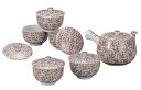 日本の伝統工芸品【九谷焼】蓋付茶器 花紋 九谷焼の急須と蓋付き汲出碗5つをセットにしたものです。