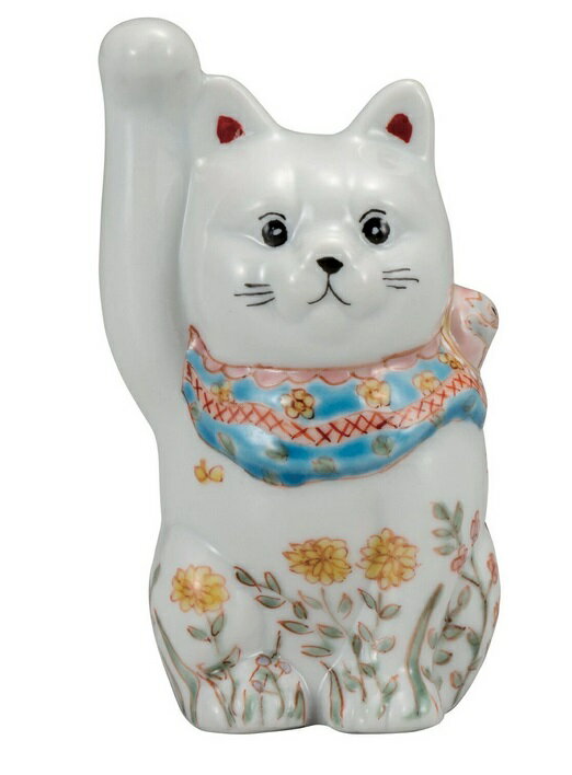 乐天商城 - 日本の伝統工芸品【九谷焼】3号招き猫 お花畑 川合孝知