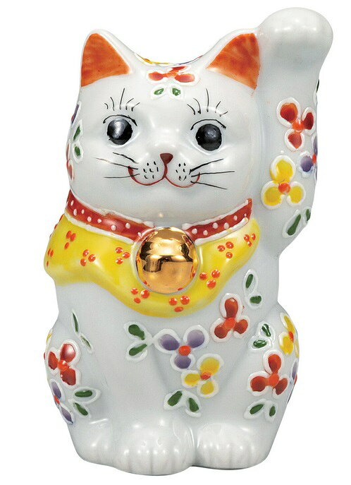 乐天商城 - 日本の伝統工芸品【九谷焼】3.3号招き猫 小花
