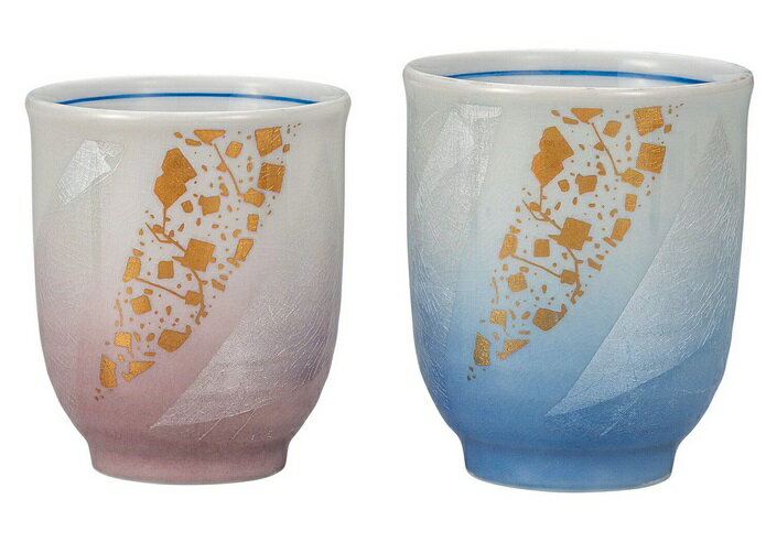 日本の伝統工芸品【九谷焼】組湯呑 銀彩金チラシ