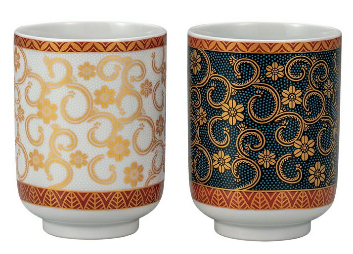 日本の伝統工芸品【九谷焼】組湯呑 青白粒