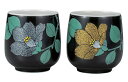 日本の伝統工芸品【九谷焼】組湯呑 金銀彩椿