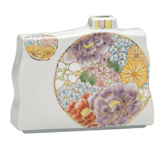 サイズ：縦5 横15.5 高12.5 (cm) ■素材：磁器 ■生産地：日本（九谷焼） 九谷焼の花瓶は、花瓶自体が華やか物も多く、シンプルな花を一輪挿すだけでも十分に映えます。 和室だけでなく洋室やモダンなインテリアにも調和し、部屋を華やか...