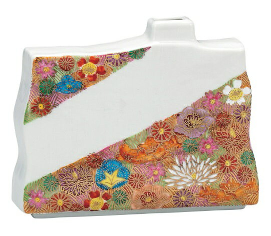 サイズ：縦5 横15.5 高12.5 (cm) ■素材：磁器 ■生産地：日本（九谷焼） 九谷焼の花瓶は、花瓶自体が華やか物も多く、シンプルな花を一輪挿すだけでも十分に映えます。 和室だけでなく洋室やモダンなインテリアにも調和し、部屋を華やか...