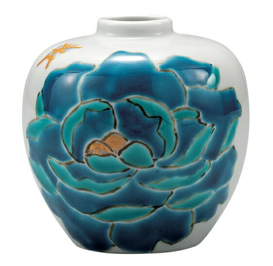 日本の伝統工芸品【九谷焼】3号一輪生 青牡丹 佐藤剛志