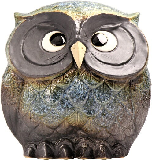 信楽焼 ふくろう (青) 7号