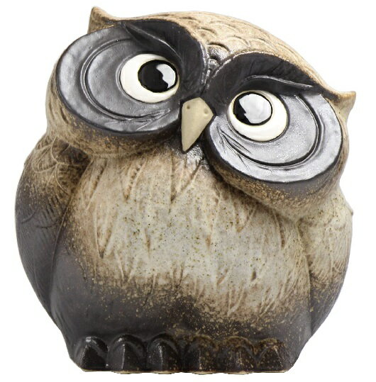 信楽焼 首かしげふくろう(粉引風) 9号