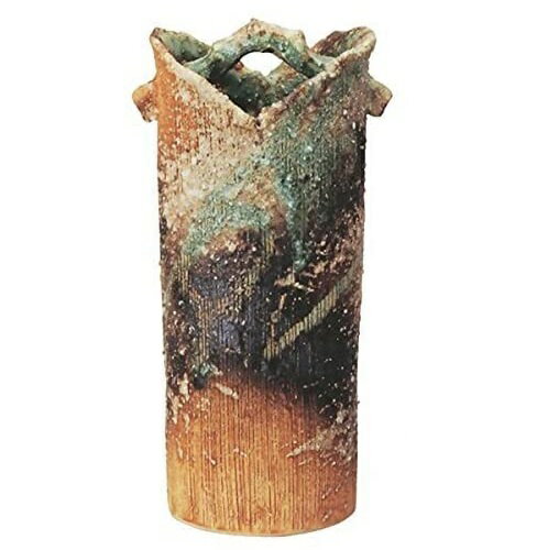 信楽焼　火色櫛目手桶花入・8号