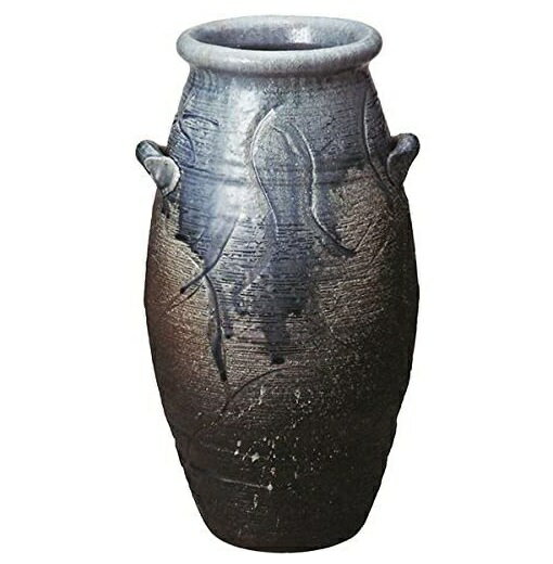 信楽焼　青ビードロ耳付花入・19号