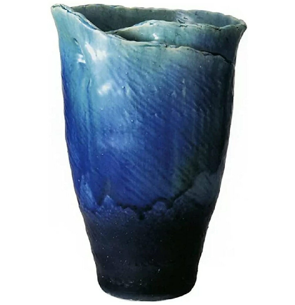 ブルーガラスひねり花器　17号