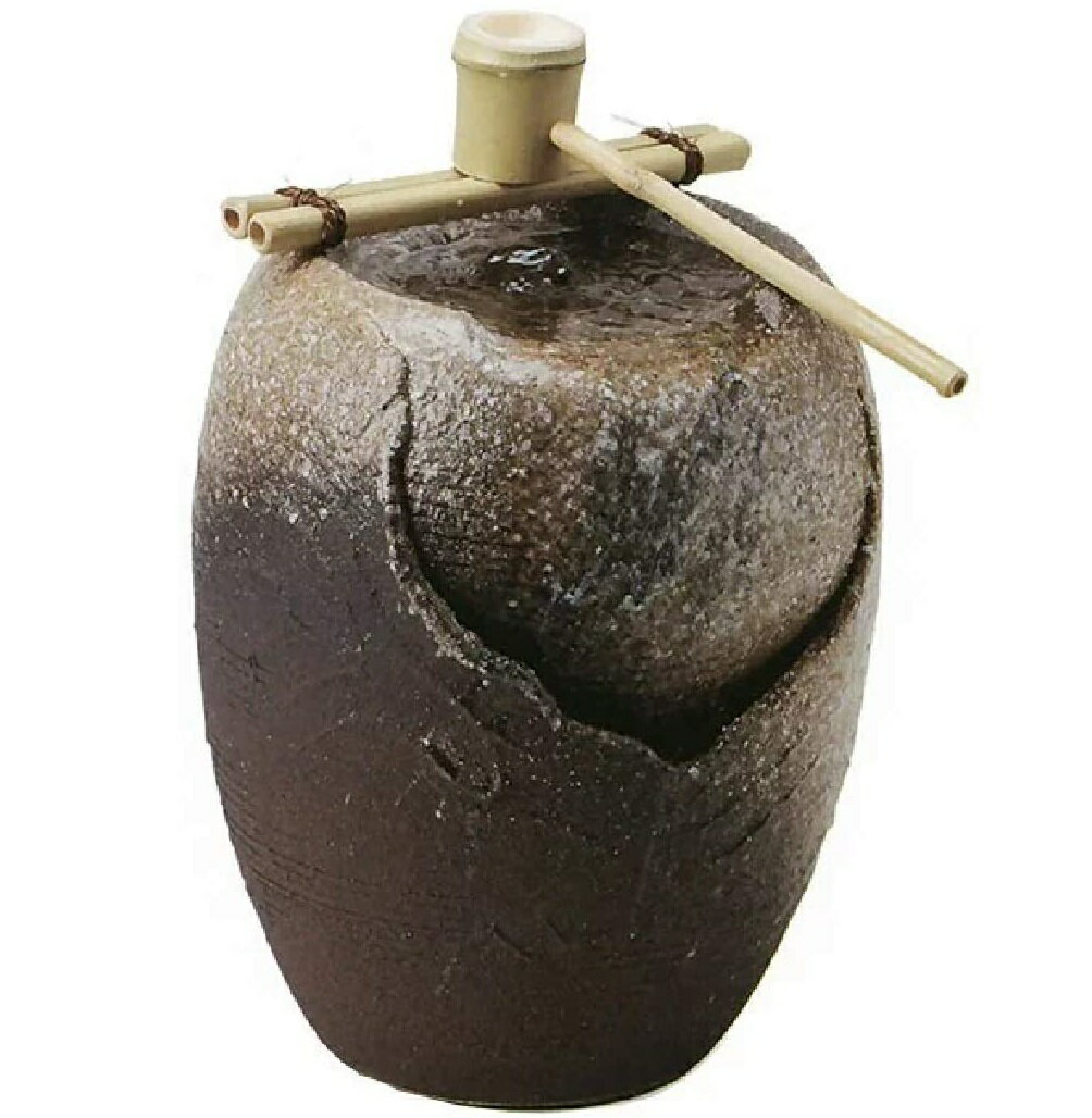 【信楽焼】湧き水つくばい泉（竹・循環式モーター付）