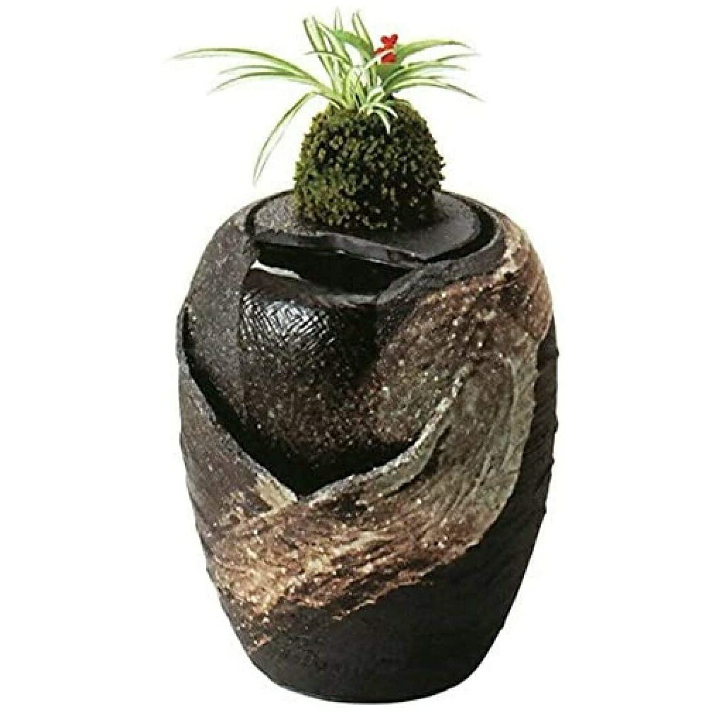 【信楽焼】湧き水つくばい泉水（循環式モーター付）画像の植物は付属致しません