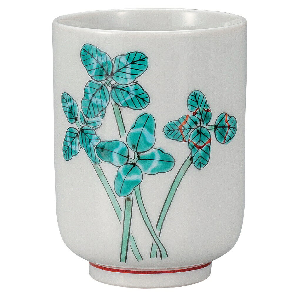 日本の伝統工芸品【九谷焼】湯呑 クローバー 大志窯