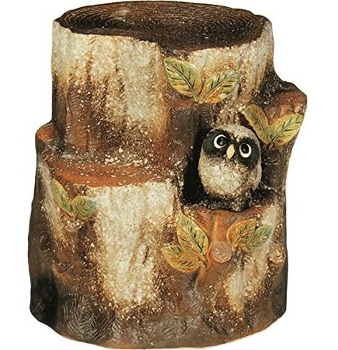 信楽焼　フラワースタンド・木株ふくろう付花台・14号
