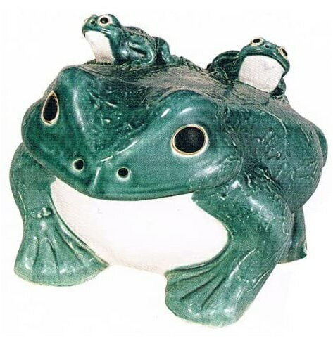 信楽焼　青蛙（子2匹）13号