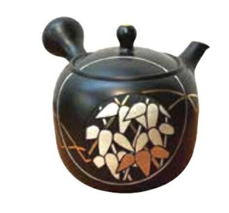 常滑焼　宗則　陶茶こし　黒窯変 竹彫　木箱入 約200ml