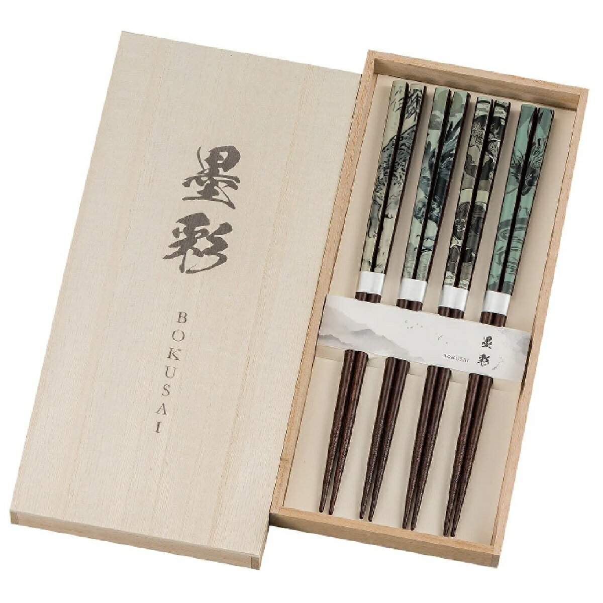 樂天商城 - 山中漆器 木製 箸4膳組 墨彩
