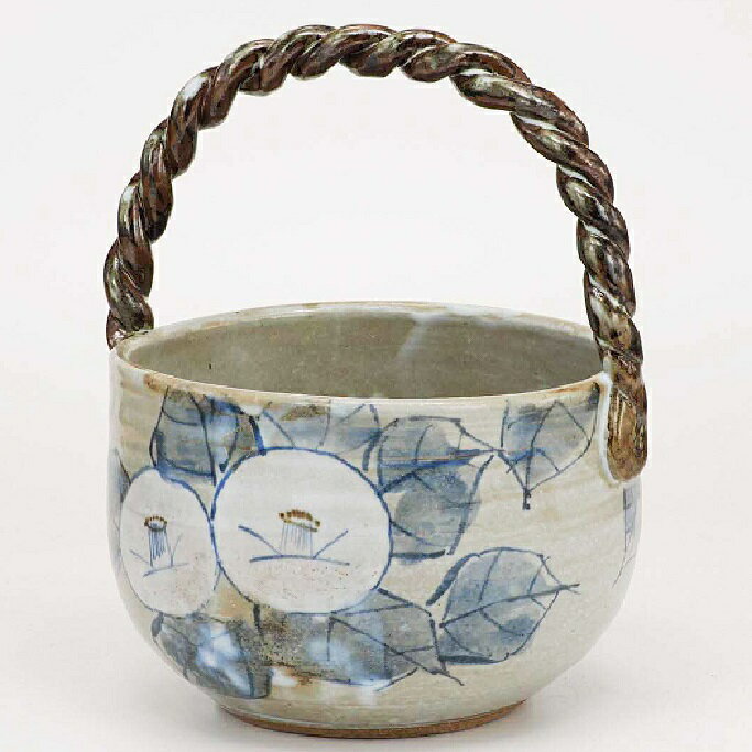 日本の伝統工芸品【九谷焼】6号つる付花入　白椿