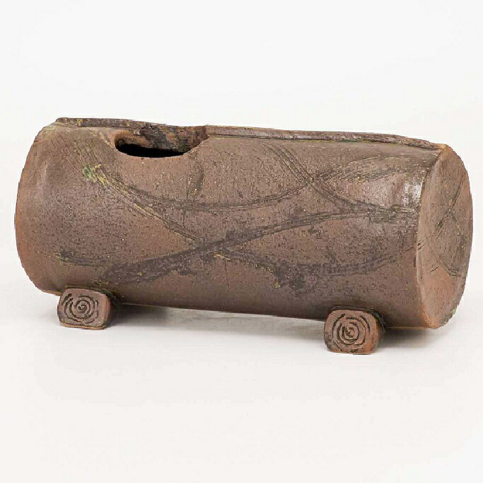 乐天商城 - 日本の伝統工芸品【九谷焼】筒丸花器　足付　焼〆