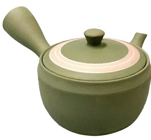 常滑焼　えむ茶こし急須 よもぎ碗形2色モモイロライン　380ml