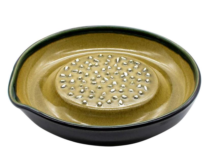 石見焼 吉田窯 織部 おろし皿 (大)　(クリアランス品)