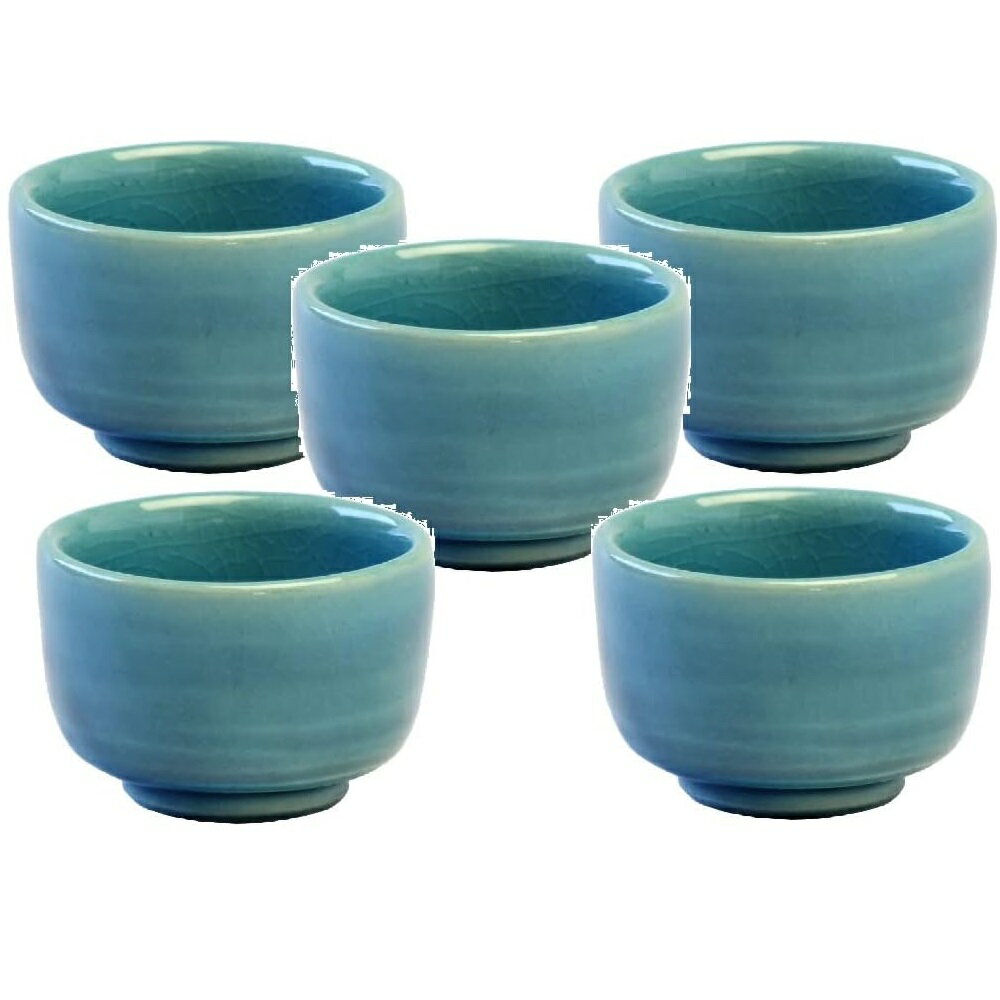 信楽焼 青ガラスぐい呑（5客組）
