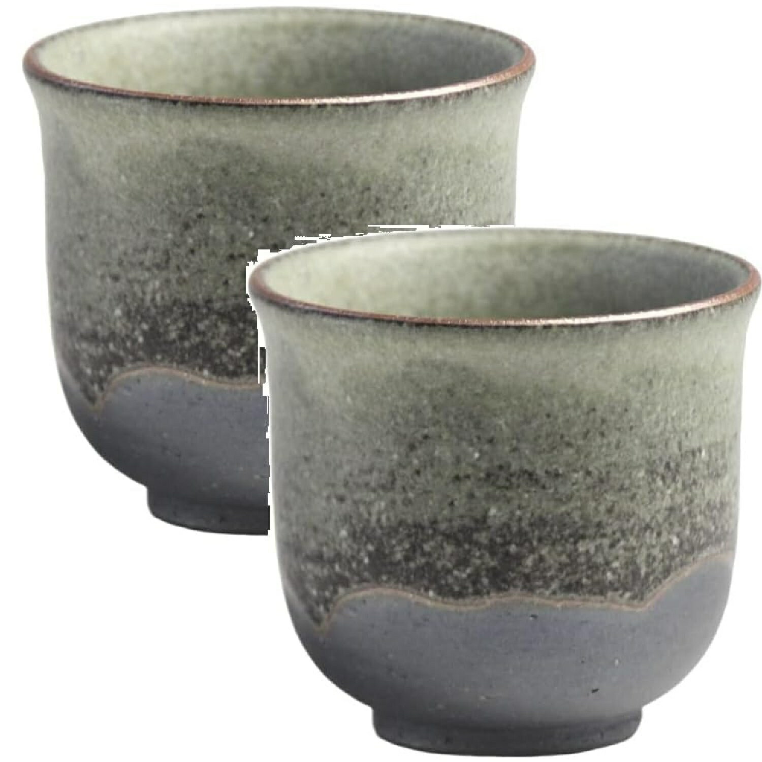 信楽焼 萌黄掛分 湯呑(2客組)