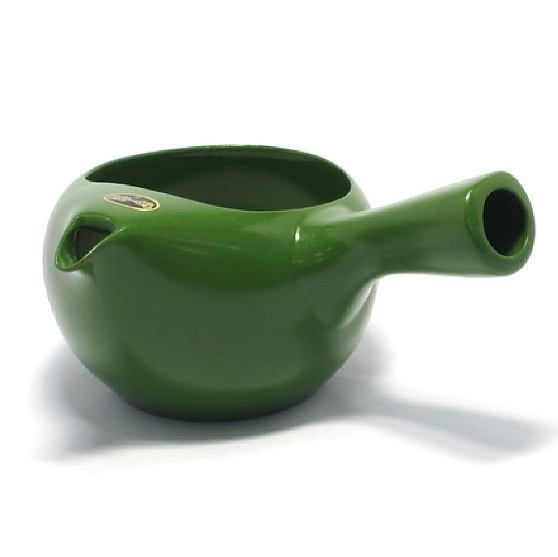 常滑焼 茶葉の広がりが良く分かるちゃーみる(フタなし急須) 晶光作　グリーン　400ml