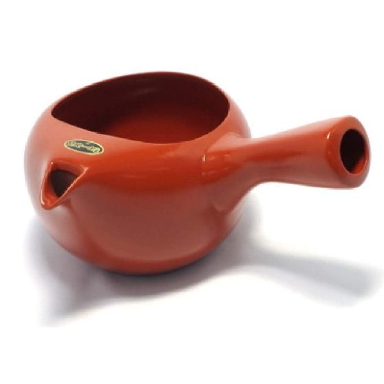 常滑焼 茶葉の広がりが良く分かるちゃーみる(フタなし急須) 晶光作　朱　400ml