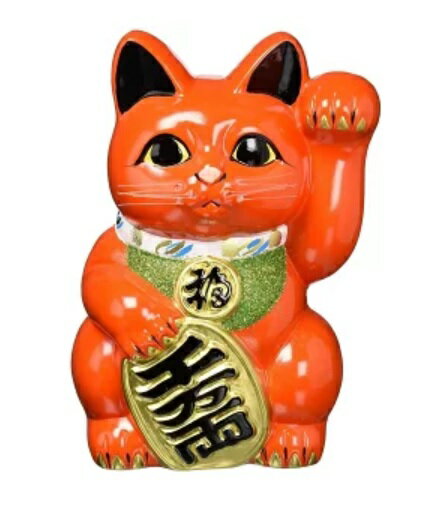 其它 - 常滑焼 招き猫　梅月 赤小判猫（左手）8号高さ：25cm